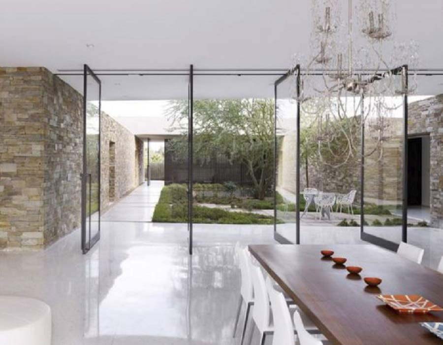 Doors aluminum, pvc exterior and interior axial pivot 